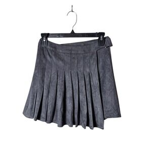 Y2K LF Faux Suede Mini Wrap Skirt Size 10 Preppy Twee Kawaii Pleated Grey NWT